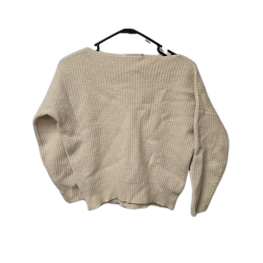 NAKEDCASHMERE 100% Cashmere‎ Ribbed Boatneck Sweater Cream Small Quiet Luxury
